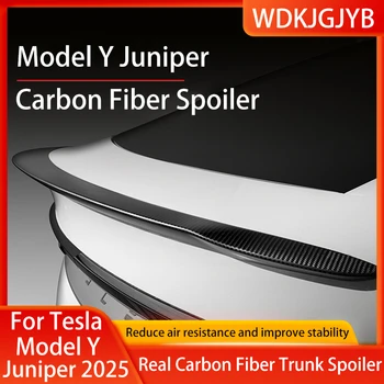 Nuovo Bagagliaio di Un'auto Ala Spoiler Per Il Nuovo Tesla Modello Y Juniper 2025 + Reale In Fibra di Carbonio Spoiler Coda Pinna Reale Accessori In Fibra di Carbonio