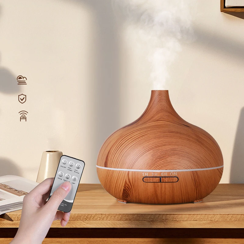 Air Humidifier Essential Oil Diffuser Wood Grain Remote Control