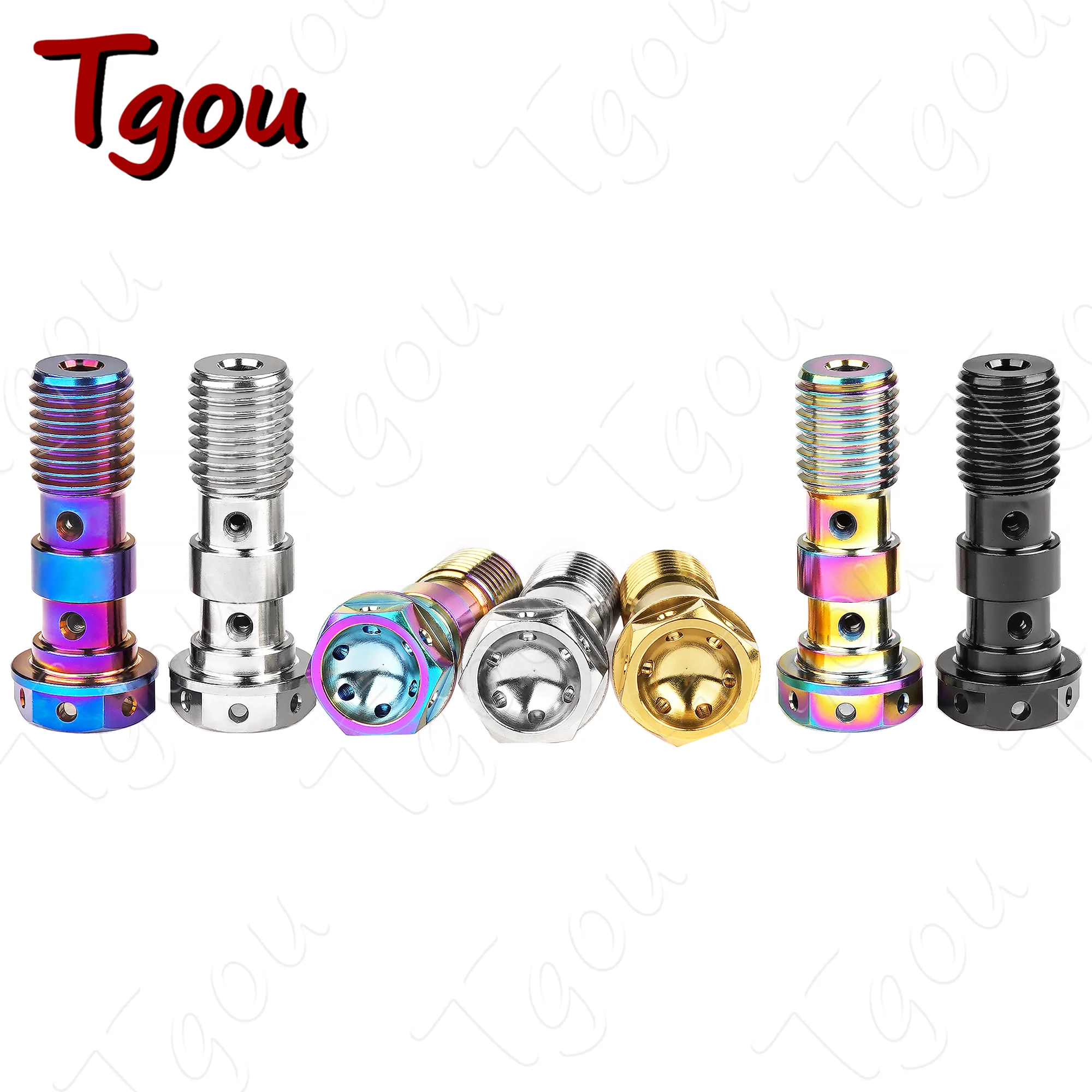 Tgou 티타늄 볼트 M10 1.0 /1.25 Brembo 브레이크 라인 및 단일/이중 구멍 클러치 밴조용 피치 밴조 나사
