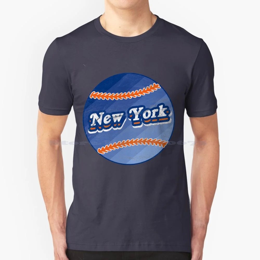 New York Retro Baseball T Shirt 100% Cotone Tee Mets Baseball Retro Baseball Degrom Lindor