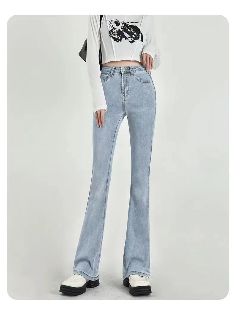 wide leg jeans High Waist Skinny Flare Jeans Women Wide Leg Denim Pants 2022 Fashion Vintage Streetwear Trousers Female All-Match Denim blue jeans