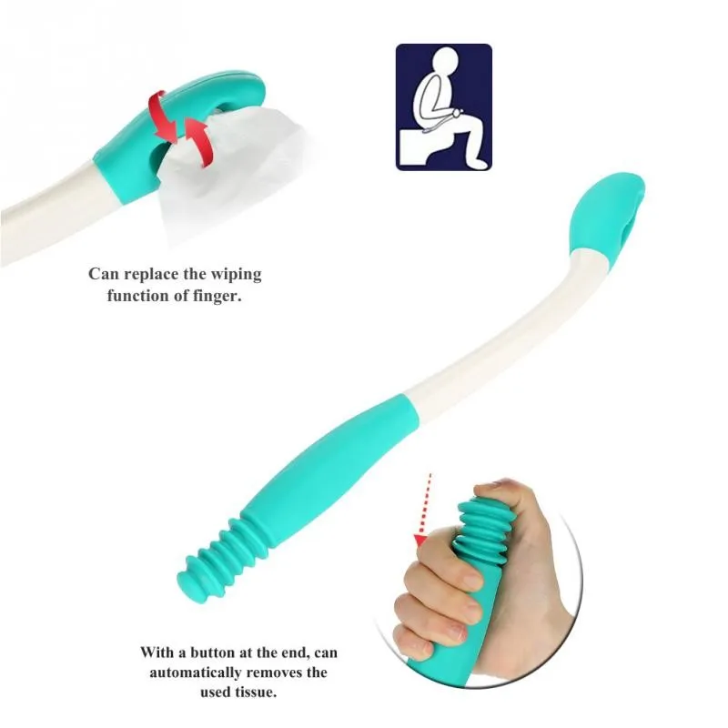 Toilet Paper Grip Long Handle Reach Comfort Bottom Wiper Self Wipe Assist Holder Toilet Paper Tissue Grip Self Wipe Aid Motion Assistance Helper