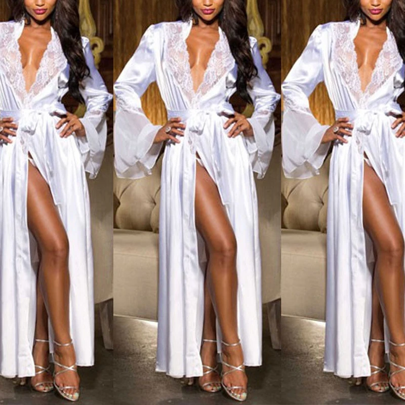 Summer Sexy Lace See Through Nightdress Women Dress Women Sleepwear Sleepwear Pajamas Women Kimono Robe Dressing Gown Night Dress Perspective Bathrobe Cover Up Long Nightgown