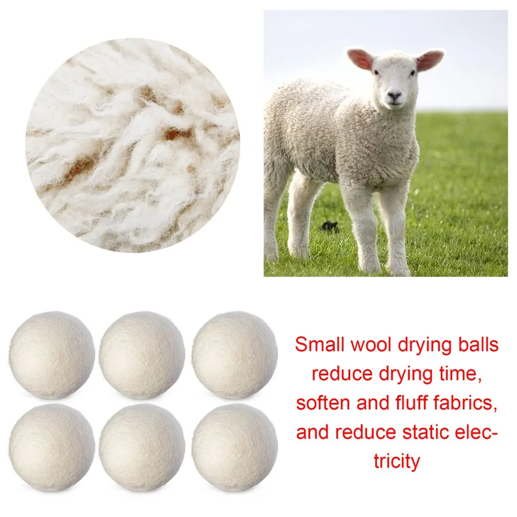 Reusable Wool Dryer Balls Home Washing Fleece Drying Laundry Ball Clothes Softener Washing Machine Accessories 6pcs 6cm