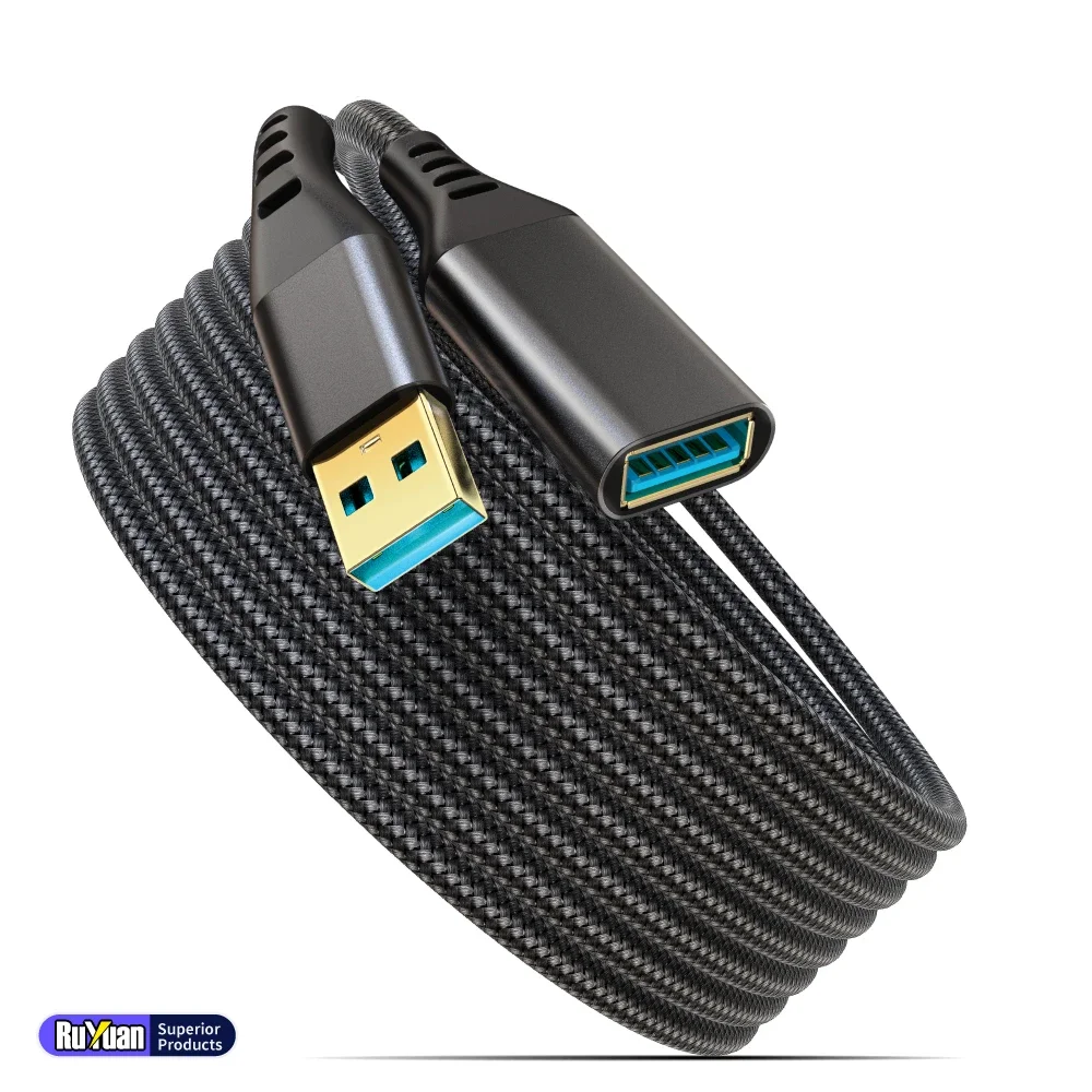 Durable Braided USB 3.0 Extension Cable - Type A Male to Female - Fast Data Transfer