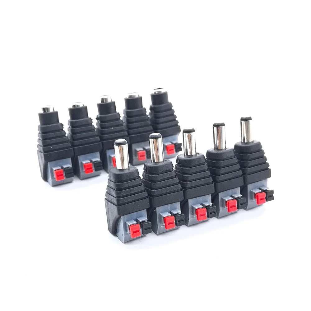 DC 12V Power Plug Adapter Jacks Sockets Connectors For Signal LED Strip CCTV Camera 2.1*5.5mm