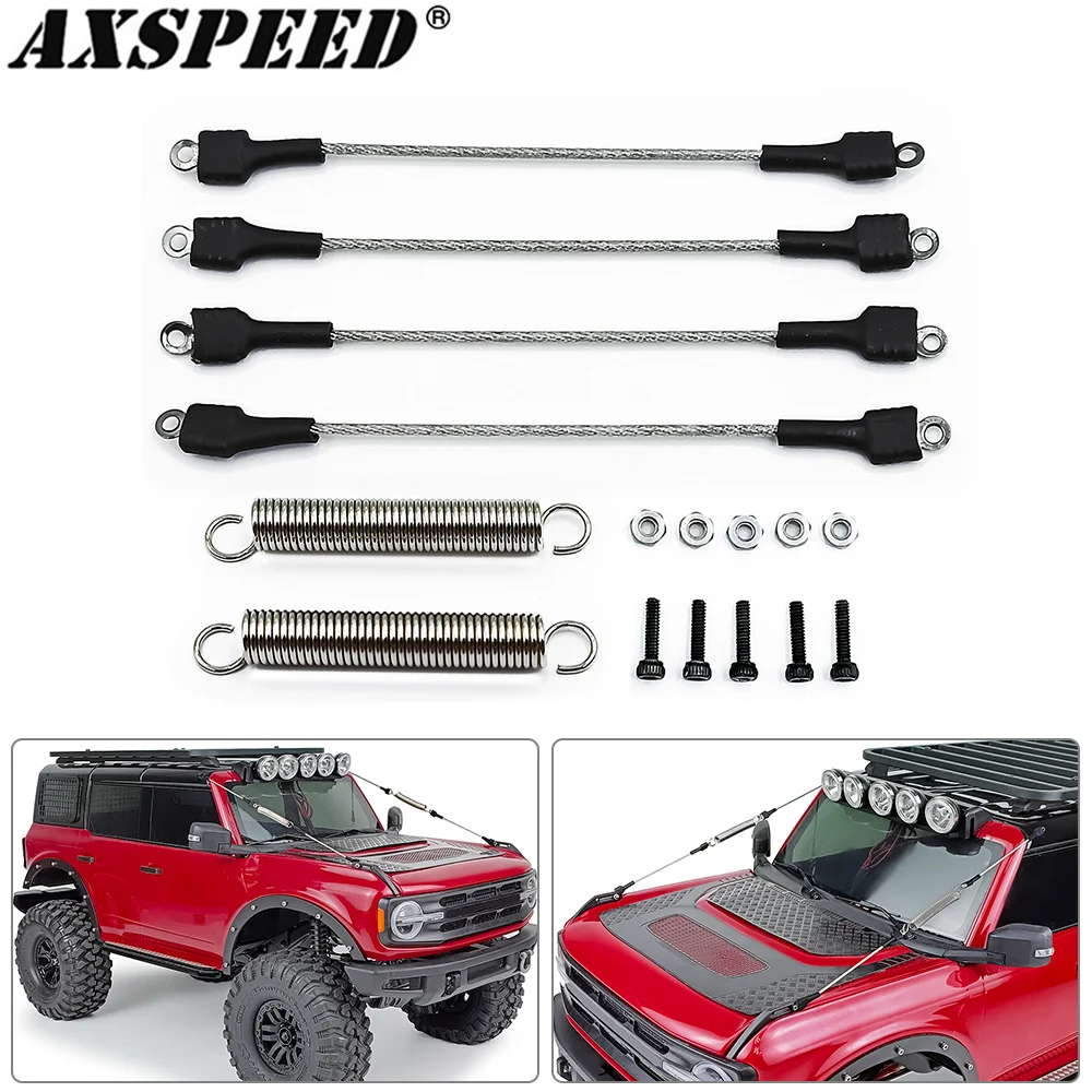 Axspeed Rc Auto Parti Modificate Corda D'Acciaio Dual Pull Steel Crossing Wire Spring Ring Rope Per 1/10 Trx4 Bronco Parts