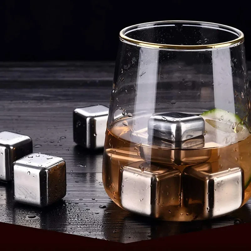 Stainless Steel Reusable Ice Cubes Set - Premium Cooler Rocks