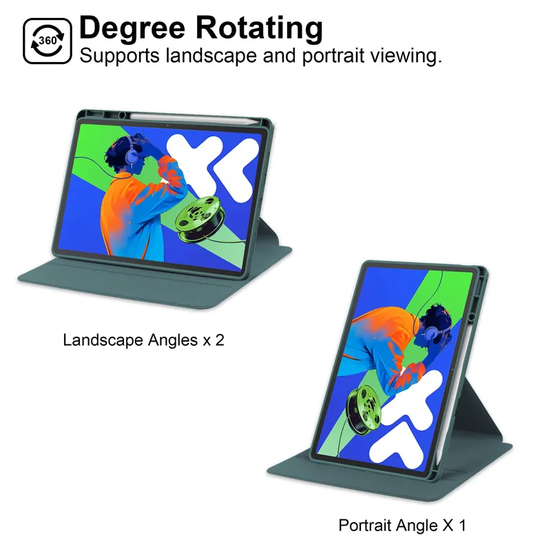 Enhanced Rotating Tablet Case with Pencil Holder