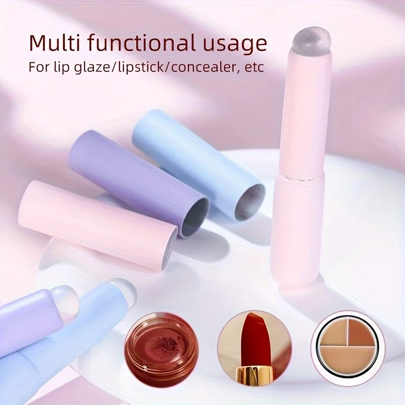 مجموعة فرش شفاه من السيليكون لملمع الشفاه وأحمر ال...