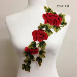 Elegant Red Rose Embroidery Patch for DIY Crafts & Clothing Repair (Style 14)