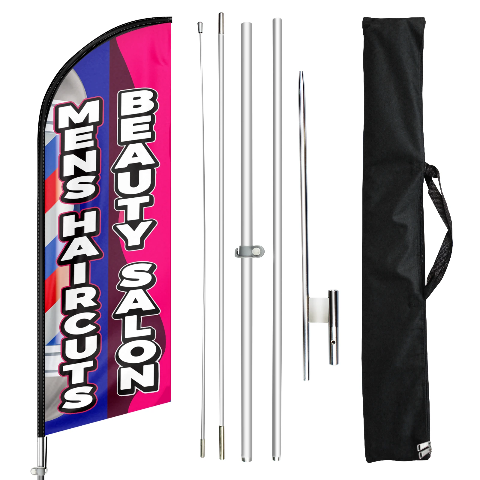 

FSFLAG 1PCS 11FT Beauty Salon Advertising Feather Flag with Pole Kit and Ground Spike Swooper Banner Decorations