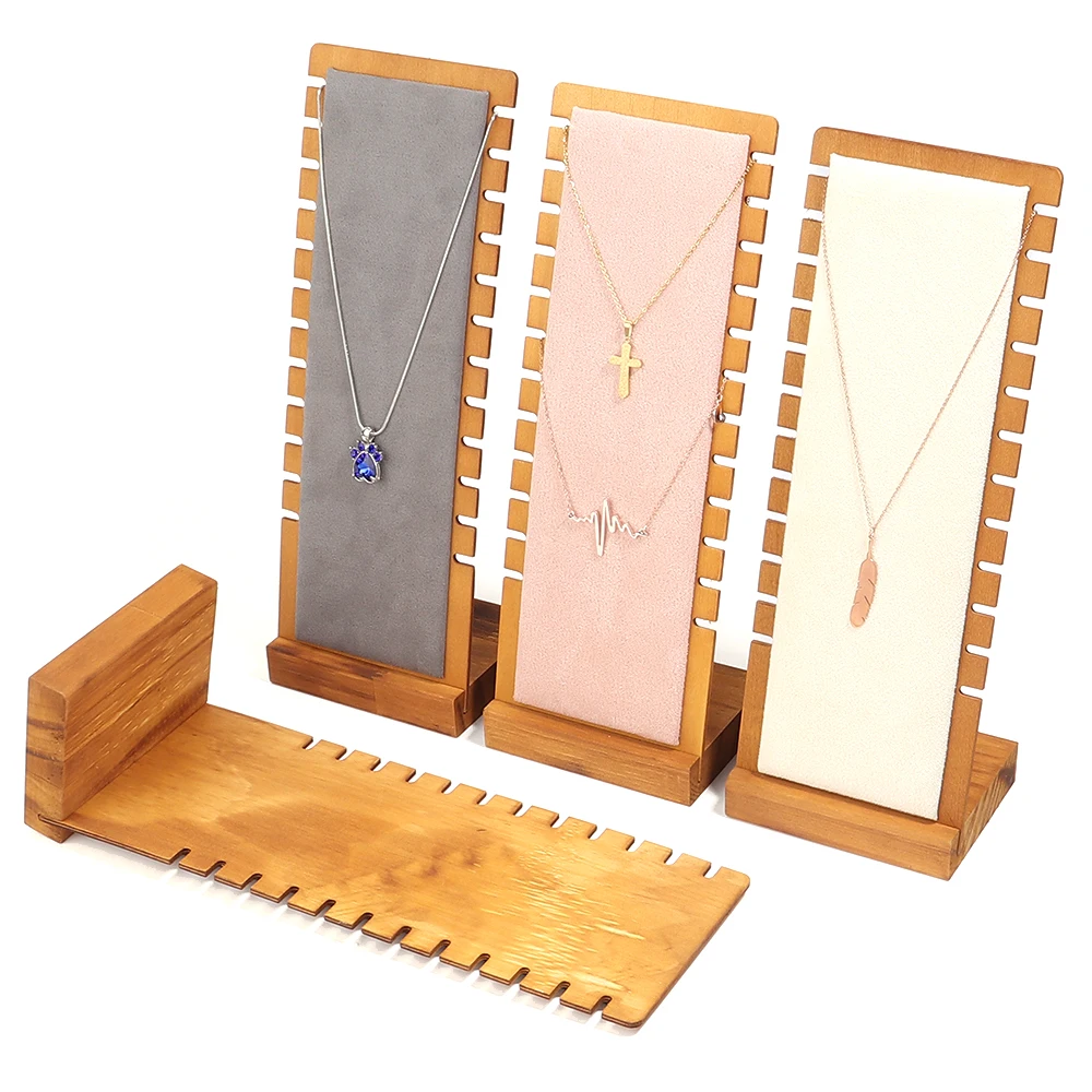 1Pc Solid Wood Jewelry Display Stand Necklace Showcase Holder Pendant Long Chain Handing Organizer Holder For Necklaces