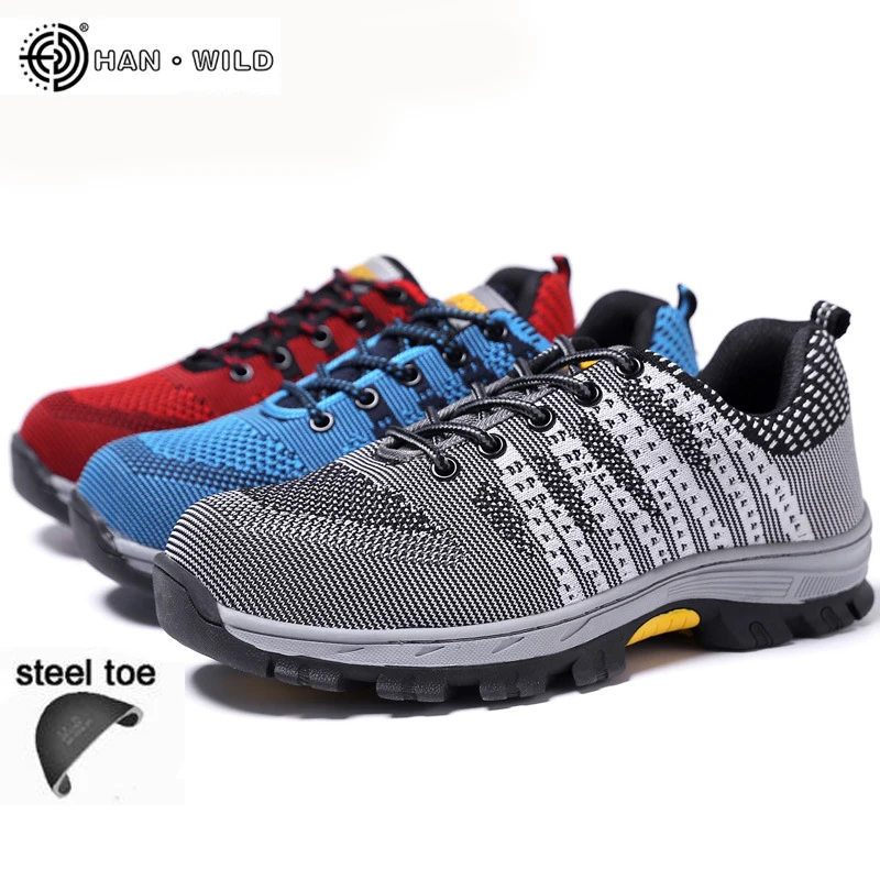 

Work Safety Shoes for Men Breathable Mesh Labor Insurance Casual Boots Sneakers Plus Size Mens Steel Toe Cap Shoes Men's Boots