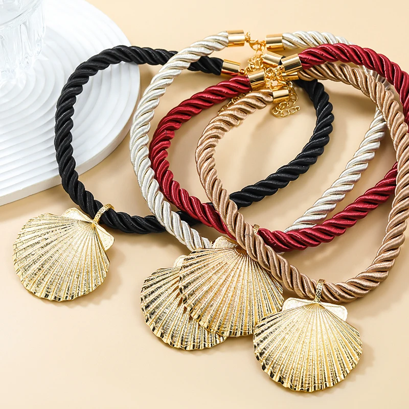 New Summer Rope Chain Shell Pendant Necklaces Earrings Jewelry Sets For ...