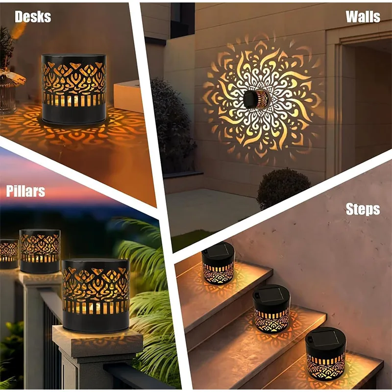 Solar-Powered Outdoor Mandala Projector Wall Lamp - Waterproof Decorative Garden & Patio Light