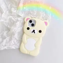 3D Rilakkuma Cute Bear Soft Silicone Phone Case Cover - iPhone 4 s (White)