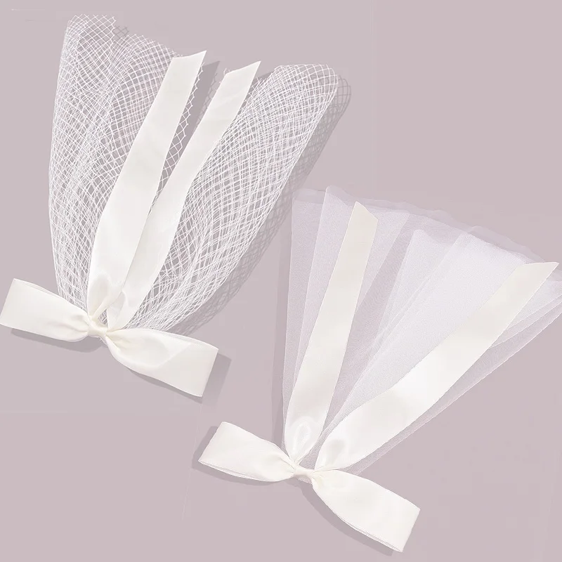 Bridal Veil With Hair Clip Cute Bow Tulle Wedding Veil for Bride Hairwear Jewelry