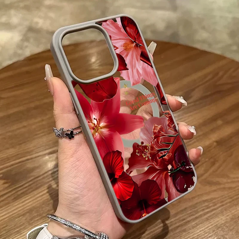Floral Pattern Magnetic Phone Case - Premium Design Cover