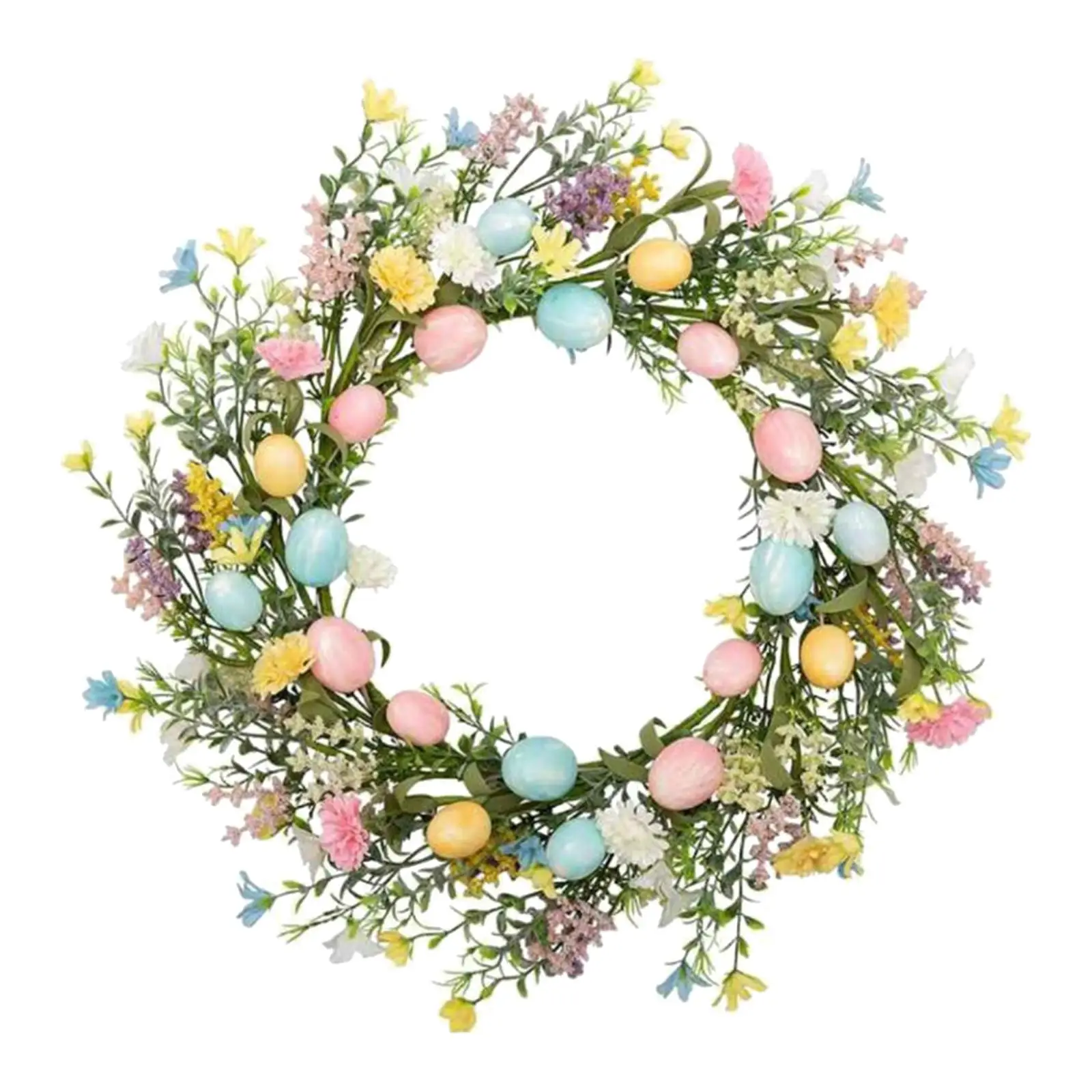 Easter Egg Flower Wreath Front Door with Eggs Decorative Spring Wreath