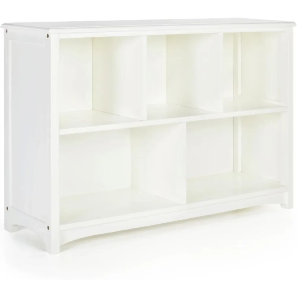 Classic Bookshelf: Children's 5 Compartment Toy, Bin, Art, Clothes and Bookcase - Wooden Playroom and Bedroom Storage Furniture 3