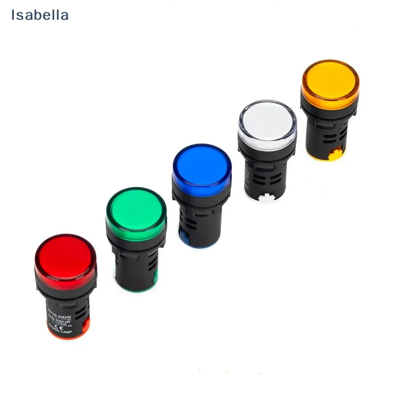 ♩ 표시등 신호 램프 라이트 AD16-22DS 22mm 패널 마운트 DC 12V 24V 110V 220V 380V 빨강 초록 노랑 파랑 흰색 LED 전구 20mA