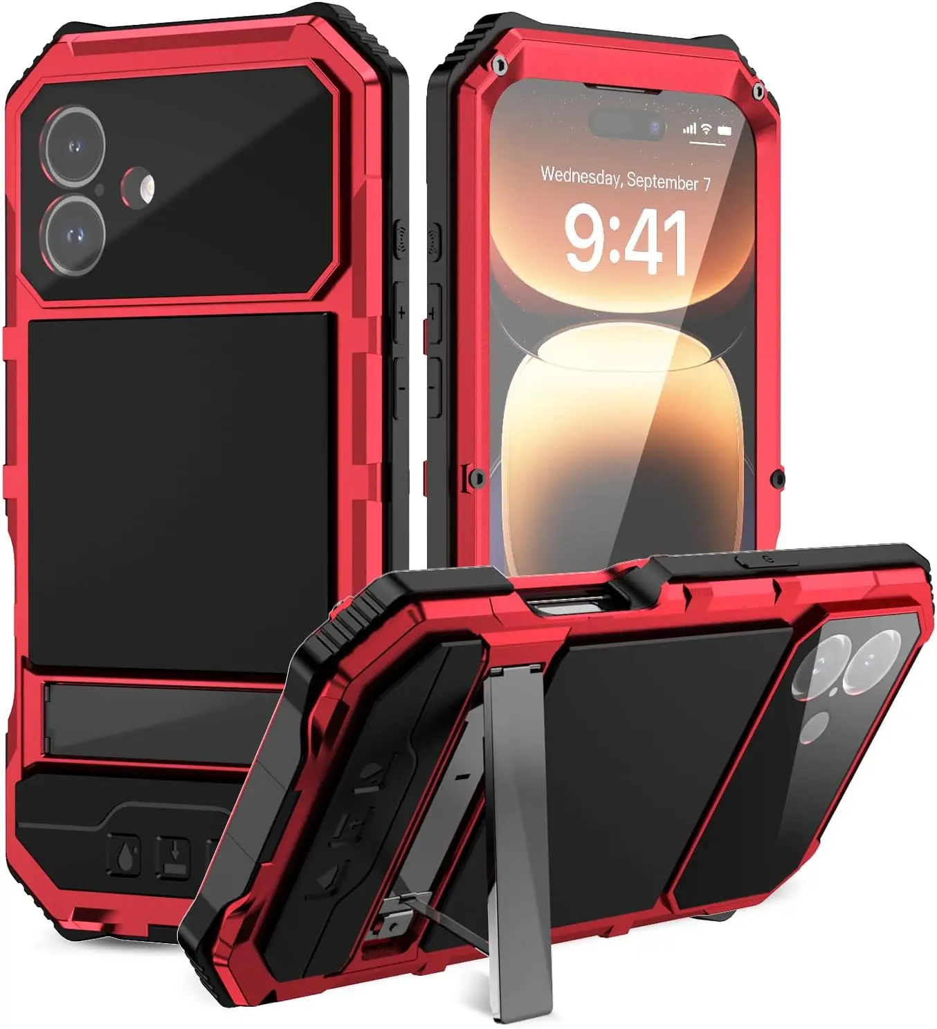 Triple-Layer Heavy Duty Metal Protective Case with Military-Grade Bumper and Screen Shield