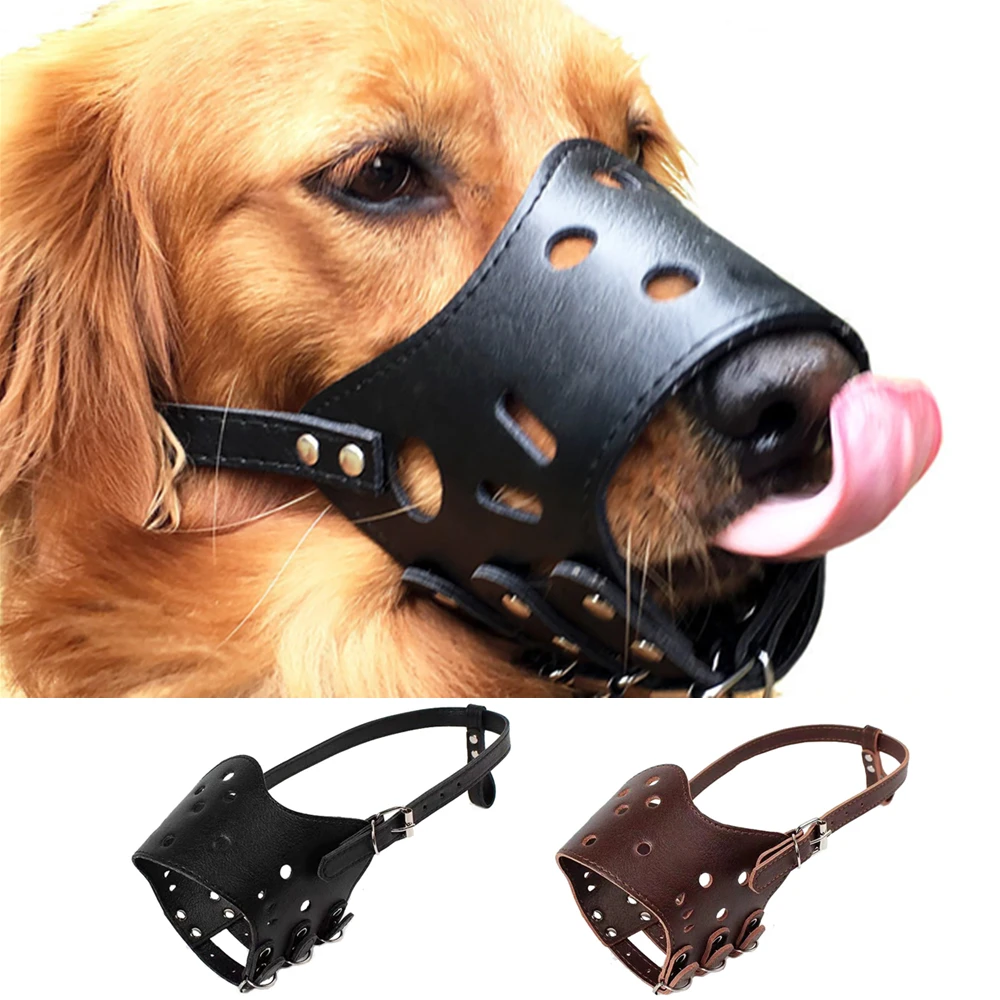 Soft Leather Muzzle For Dogs Anti-Biting Secure Adjustable Breathable dog muzzle