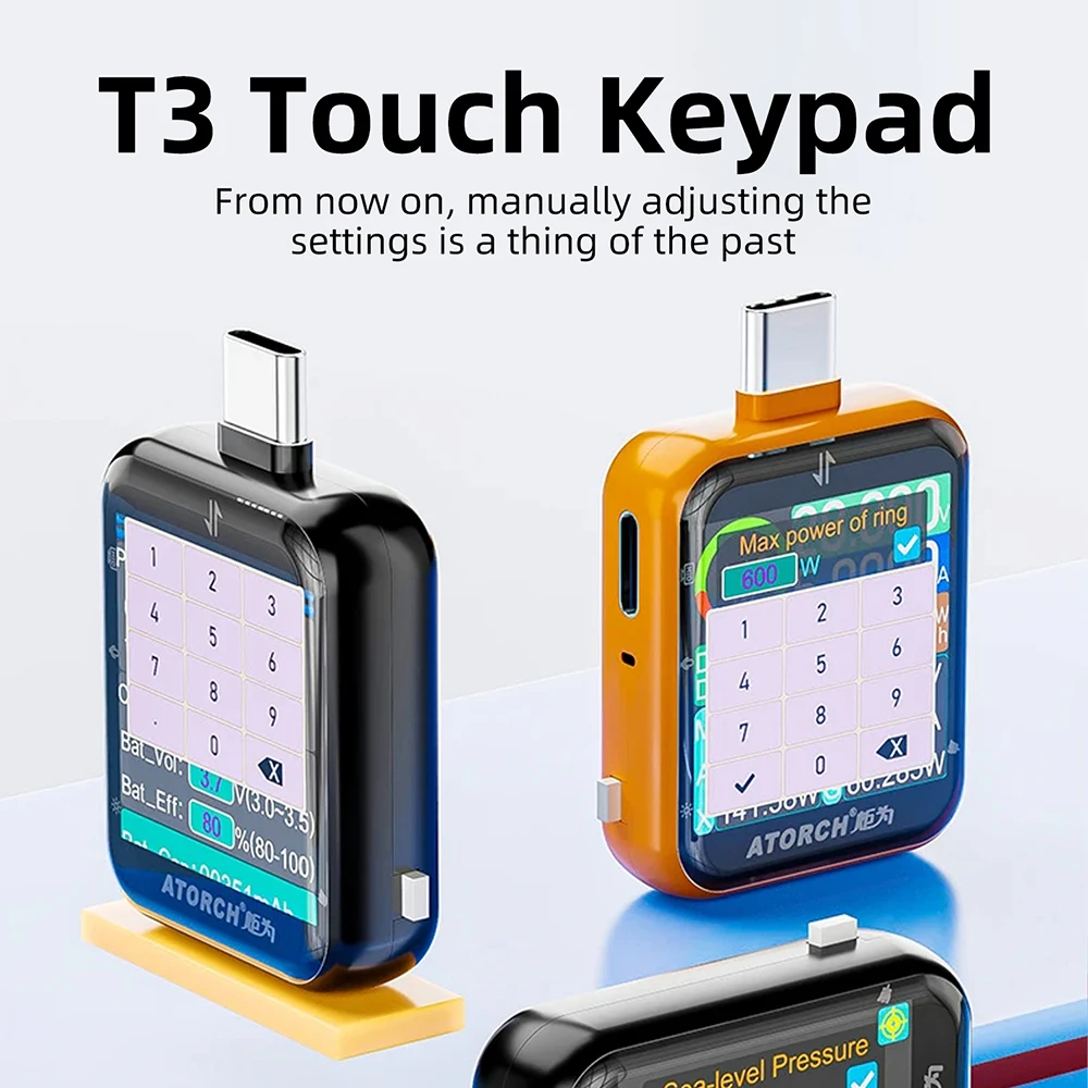 T3 중력 센서 USB 전원 테스터 디지털 전압 전류 용량 측정기 타입 C 모바일 충전 테스트용 터치 컨트롤 6A