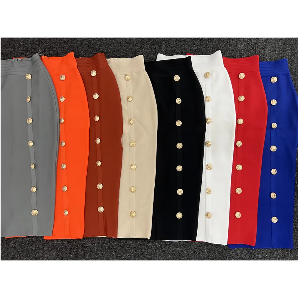 75CM Length XL XXL Elastic Bodycon Mid Bandage Skirt Women Elegant Pencil Skirts For Office Ladies Formal High Street 3
