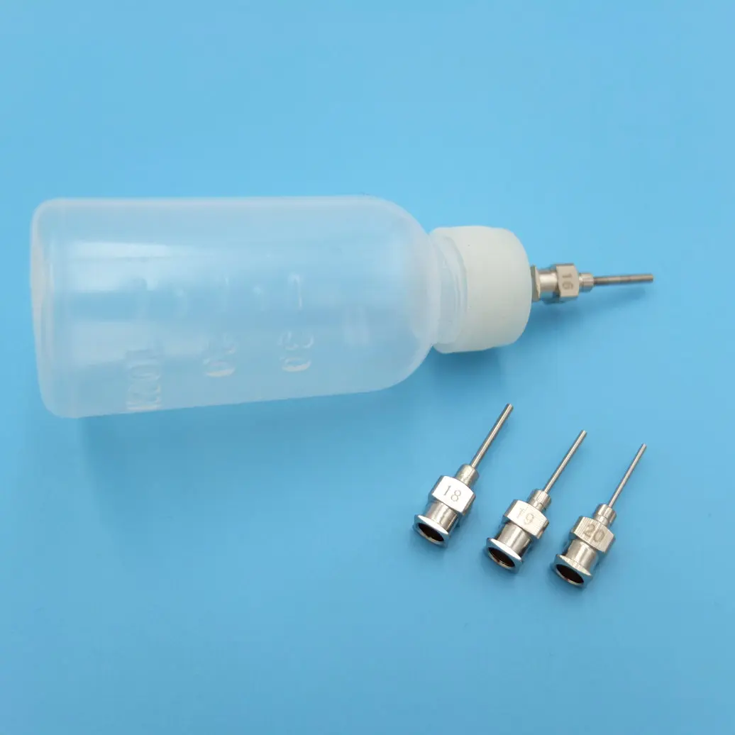 1SET 1oz Plastic Henna Applicator Bottle & Stainless Steel Tip Set Fine Tip Glue Applicator Bottle