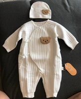 Bear Baby Jumpsuits with Hat Cotton Toddler Rompers for Boys Girls Long Sleeves Baby Onesies Soft Breathable One-Piece Pajamas 1