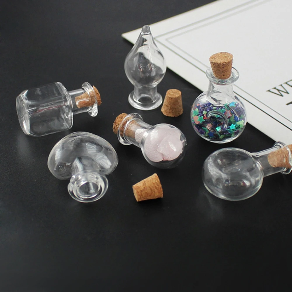 5Pcs/20Pcs/30Pcs Mini Glass Bottles With Cork Stopper DIY Vials Drifting Bottle Christmas Decor Multi Use Glass Containers