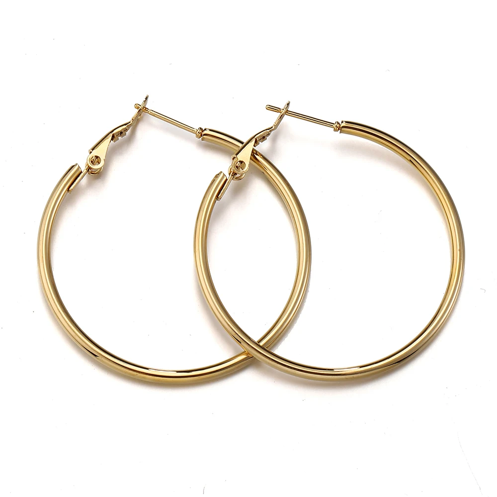 10 stücke 2 stücke Edelstahl Runde Großen Kreis Hoop Ohrring Hoops Gold Farbe Ohrring Mode Frauen Schmuck Machen DIY zubehör