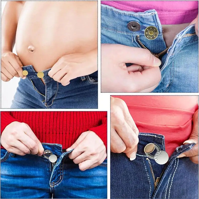 30-1PC Detachable Jeans Waist Adjustment Buckle Metal Button Extender for DIY Pants Jeans Free Sewing Waist Extenders Buttons 5