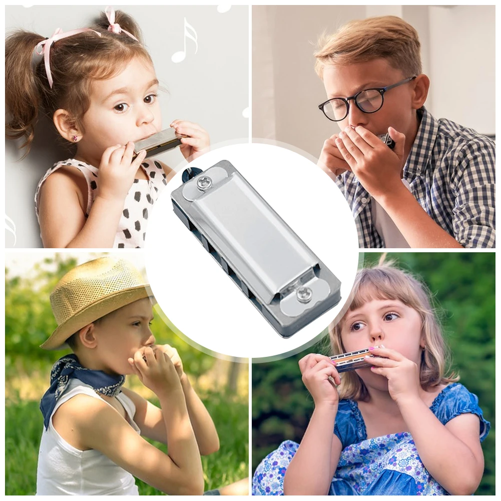 Mini Harmonica Pendant Necklace 5Pcs 4-Hole 8-Tone Musical Instrument Portable Harmonica Children and Beginners