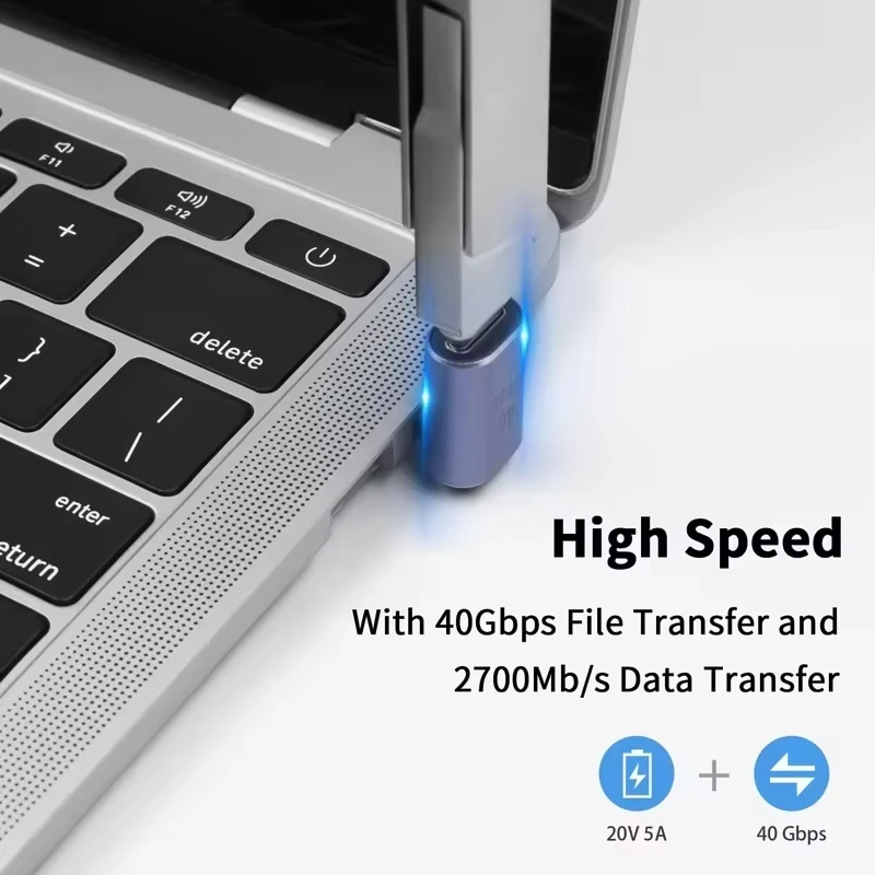 NNBILI USB4.0 OTG 타입 C 90도 어댑터 100W 5A USB C to 타입 C 고속 충전 컨버터 USB C 데이터 어댑터 맥북용 8K60HZ