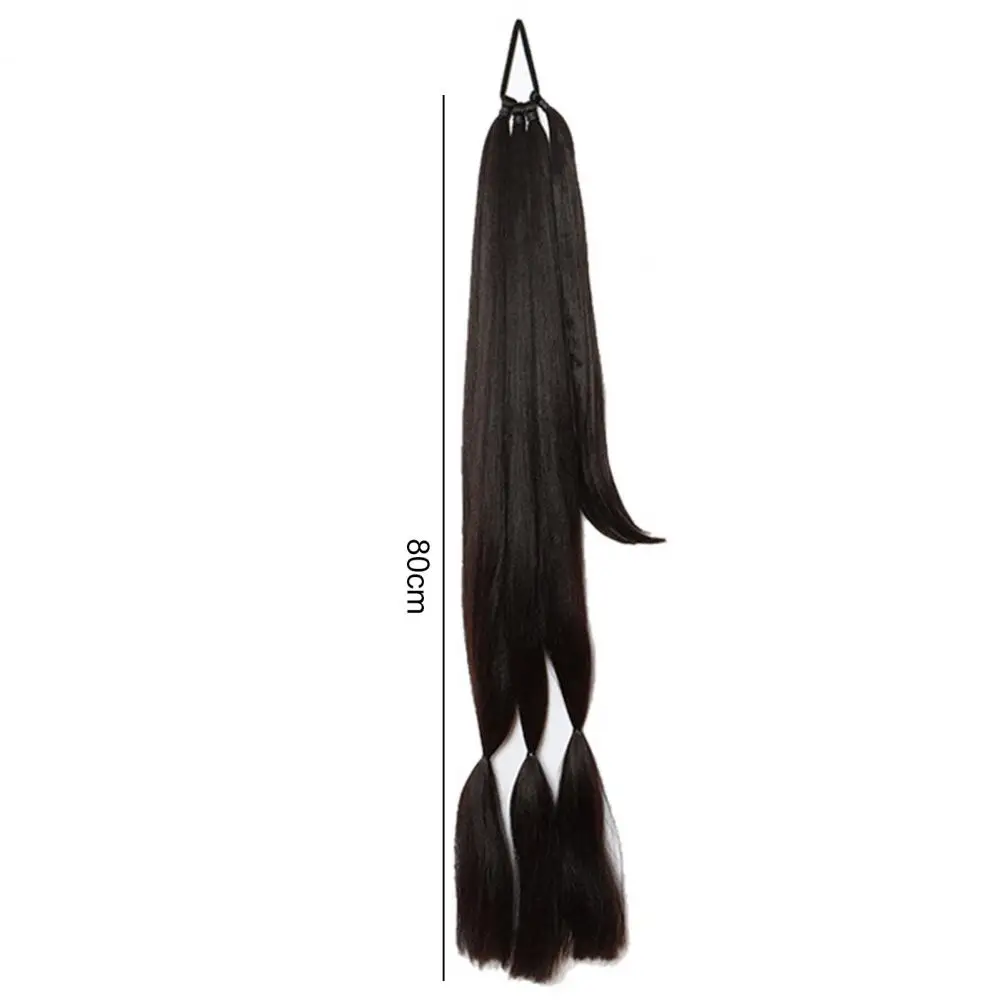 Women Wig Comfortable to Wear Smooth Soft Fluffy Non-knotting Hair Styling Natural Braided Ponytail Extensions Long Wig