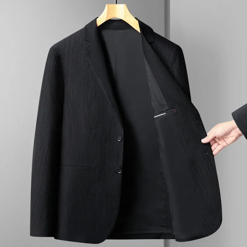 Men's Casual Suit 2024 Spring Autumn New Style Mid-age Business High-end Western-style Jacket Sweater Coat 2-piece Set