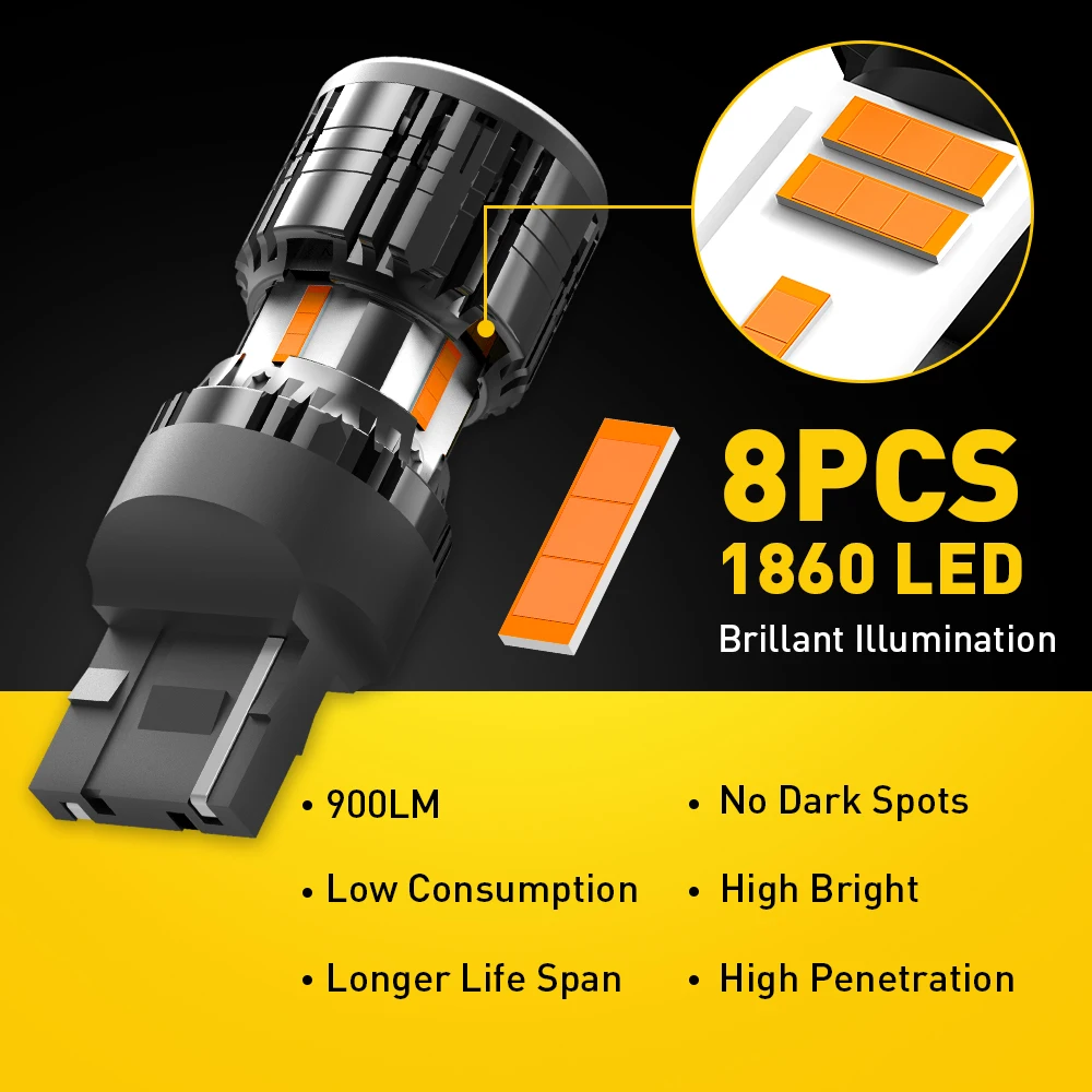 AUXITO 2Pcs WY21W LED  Canbus ڵ  õ Hyperflash T20 7440 W21W ǥñ    2200K  12V