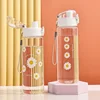 780ml Daisy Flower Plastic Water Bottle Sports Transparent Water Bottle Portable Gym Travel Clear Leakproof Drinking Bottle 4