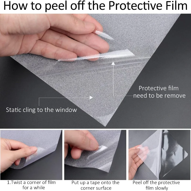 Window Privacy Film Frosted Privacy Decorative Film Heat and UV Resistant Anti-static Adhesive Free Small Office/home Office