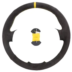 Premium Hand - Sewn Suede Leather Steering Wheel Cover (Yellow thead)