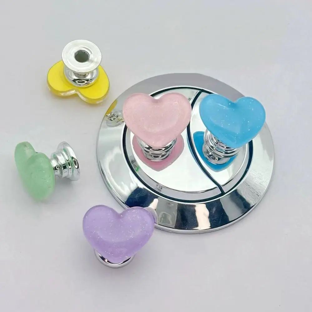Fashion Heart Shape Toilet Press Glitter Push Switch Water Tank Buttons Colorful Nail Protector Toilet Button Bathroom
