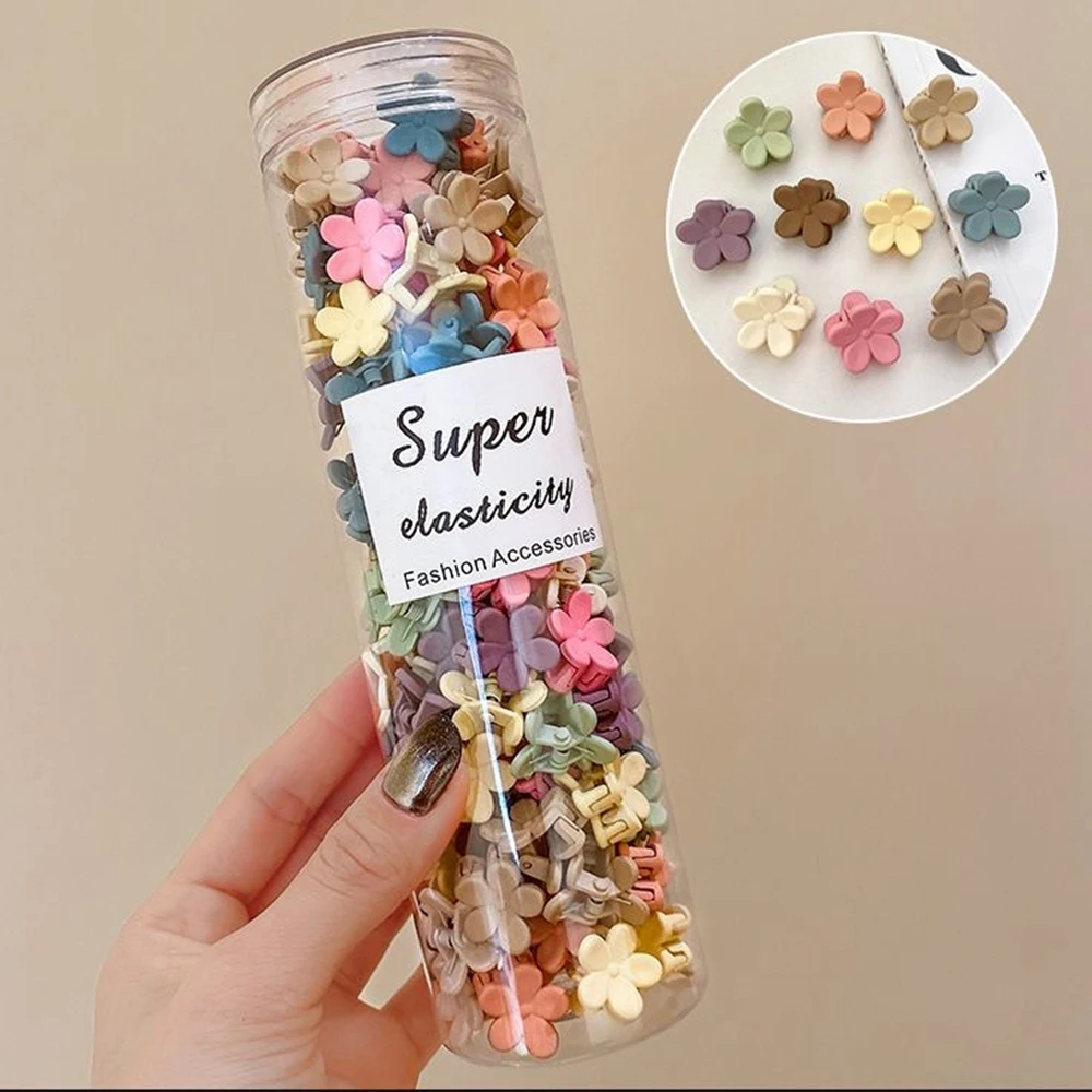 100/50/20 Sets of Mini Hair Clips, Cute Plastic Flower-shaped Hair Accessories, Pure Color Braids, Suitable for Teenagers, Girl