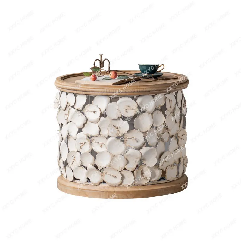 

Американские ретро лепестки маленький круглый стол Железный балкон чайный столик для отдыха молочный чай журнальный столик для гостиной диван боковой столик