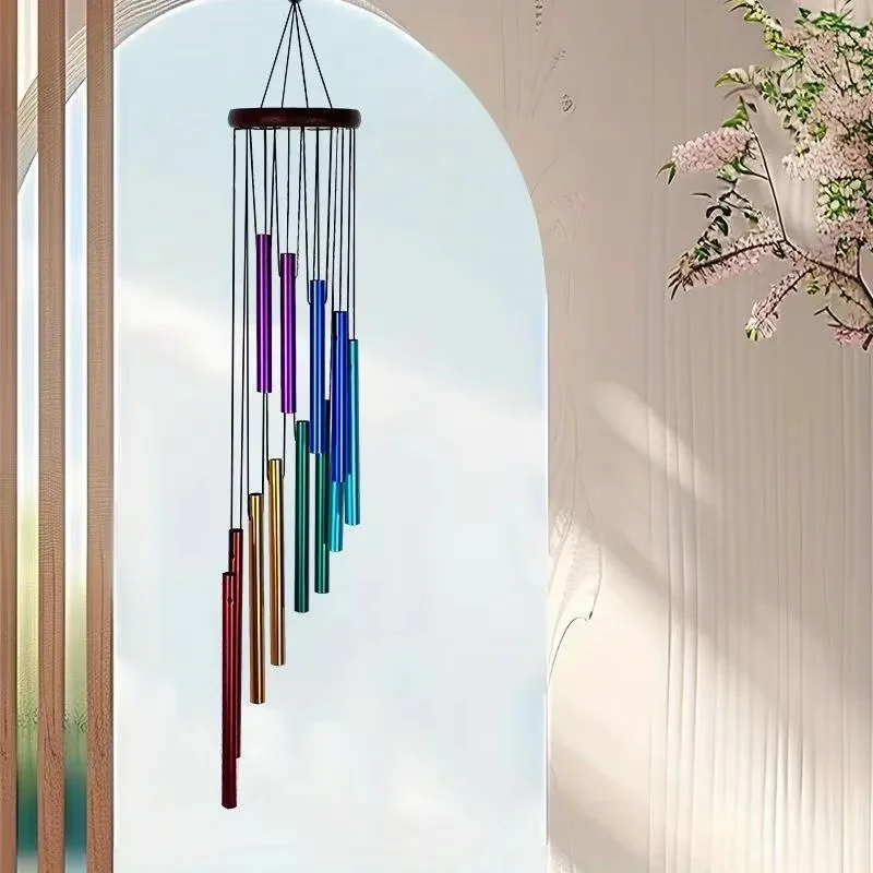 12 Tubes Rotating Solid Wood Aluminum Pipe Wind Chime Waterproof 12 Pipe Classic Matching Music Wind Chime Home Decoration wind chimes,wind chime