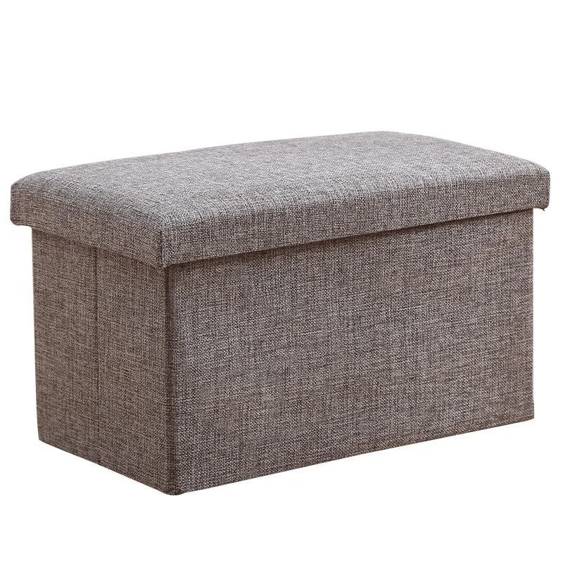 

Multifunctional Linen Fabric Foldable Storage Ottoman Bench Foot Rest Sofa Chair Box Footstool For Bedroom Living Room40x25x25CM