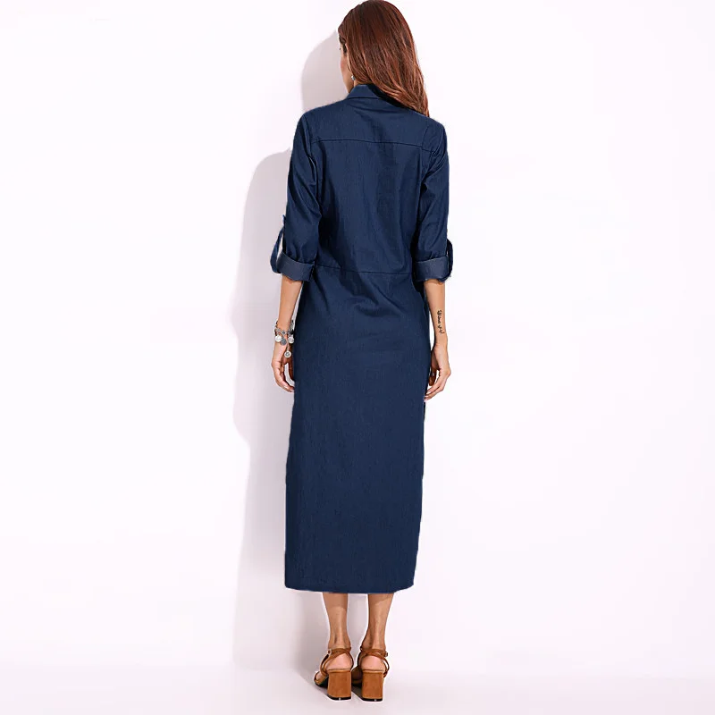 Muslim Abayat Dress with Long Sleeve, Casual Denim Skirt, Cardigan, Elegant Shirt, Fashion, Temperament