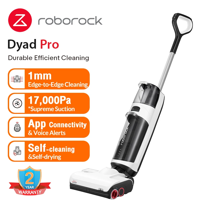 

Roborock Dyad Pro Combo/Dyad Pro Беспроводной пылесос 5-в-1, пылесос для влажной и сухой уборки, мощность всасывания 17000 Па*, чистка ковров, с моторизованной мини-щеткой, чистящая насадка 2-в-1
